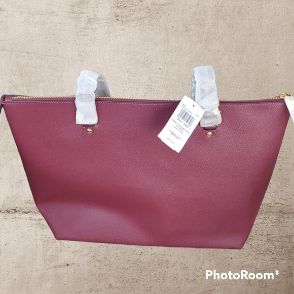 NWT Coach Large Burgundy Crossgrain Leather Gallery Tote - Picture 4 of 10